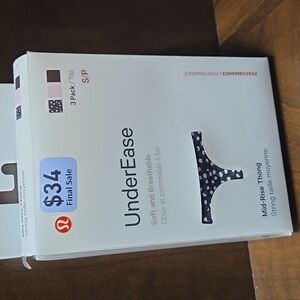 Two Lululemon UnderEase thong underwear new in box size S small pink blue black
